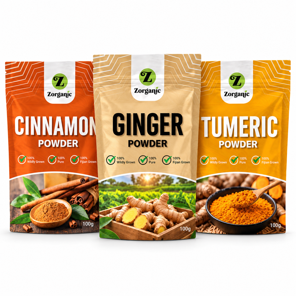 Zorganic Fiji Spice Value Bundle (3 Packets) - Cinnamon, Ginger & Turmeric