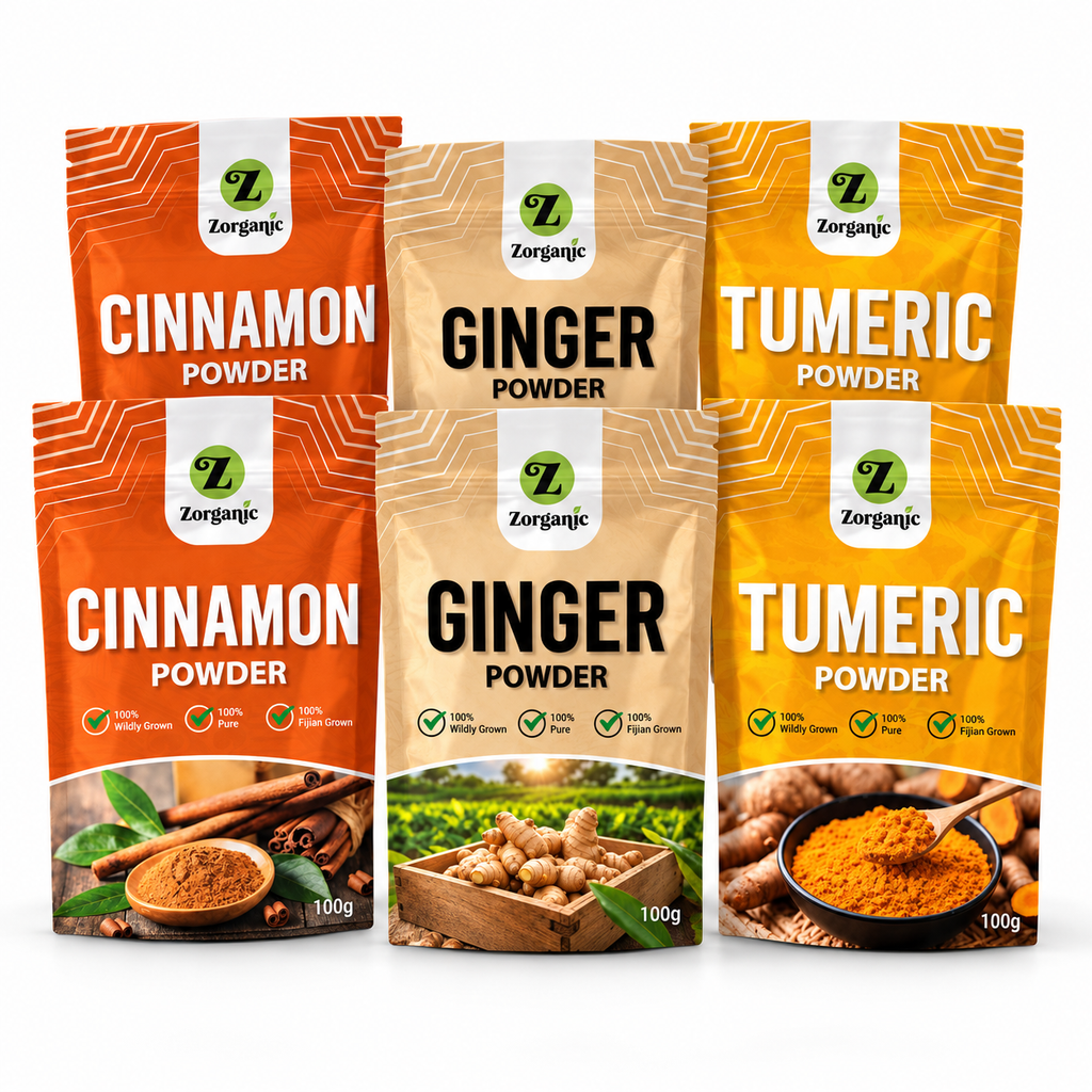 Zorganic Fiji Spice Value Bundle (6 Packets) - Cinnamon, Ginger & Turmeric
