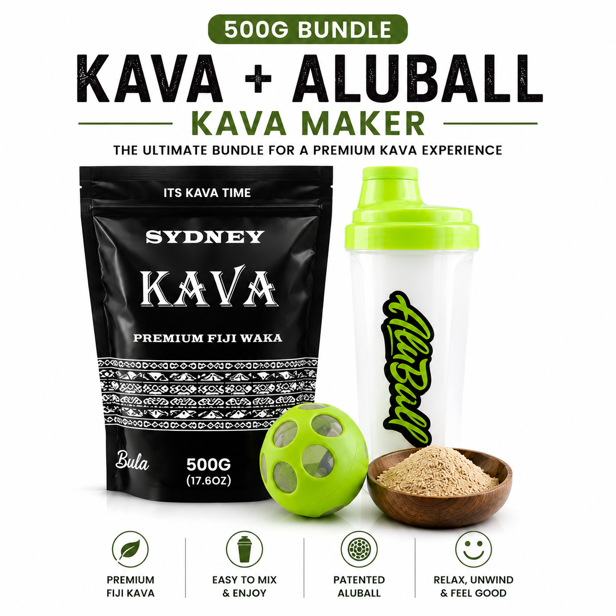 Kava + AluBall Kava Maker Bundle in 200g and 500g