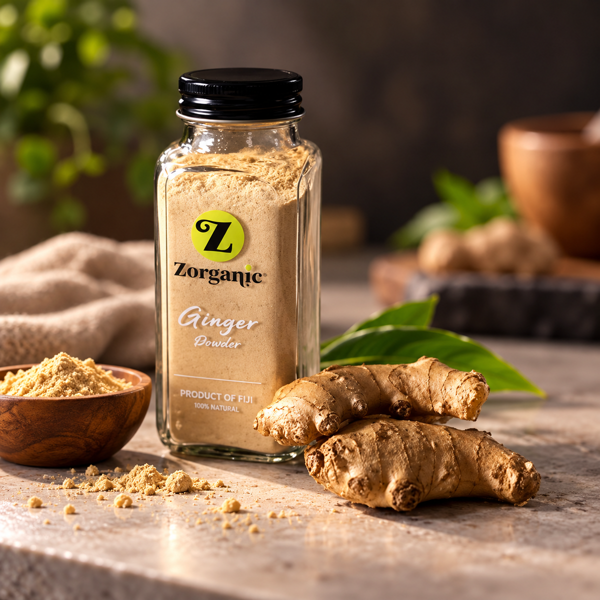 Zorganic Ginger Powder in glass jar - 100g, Sydney Kava