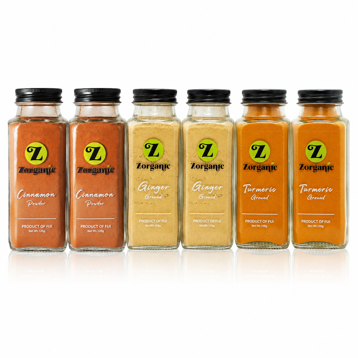 Zorganic Fiji Spice Value Bundle (6 JARS)  – Cinnamon, Ginger &amp; Turmeric